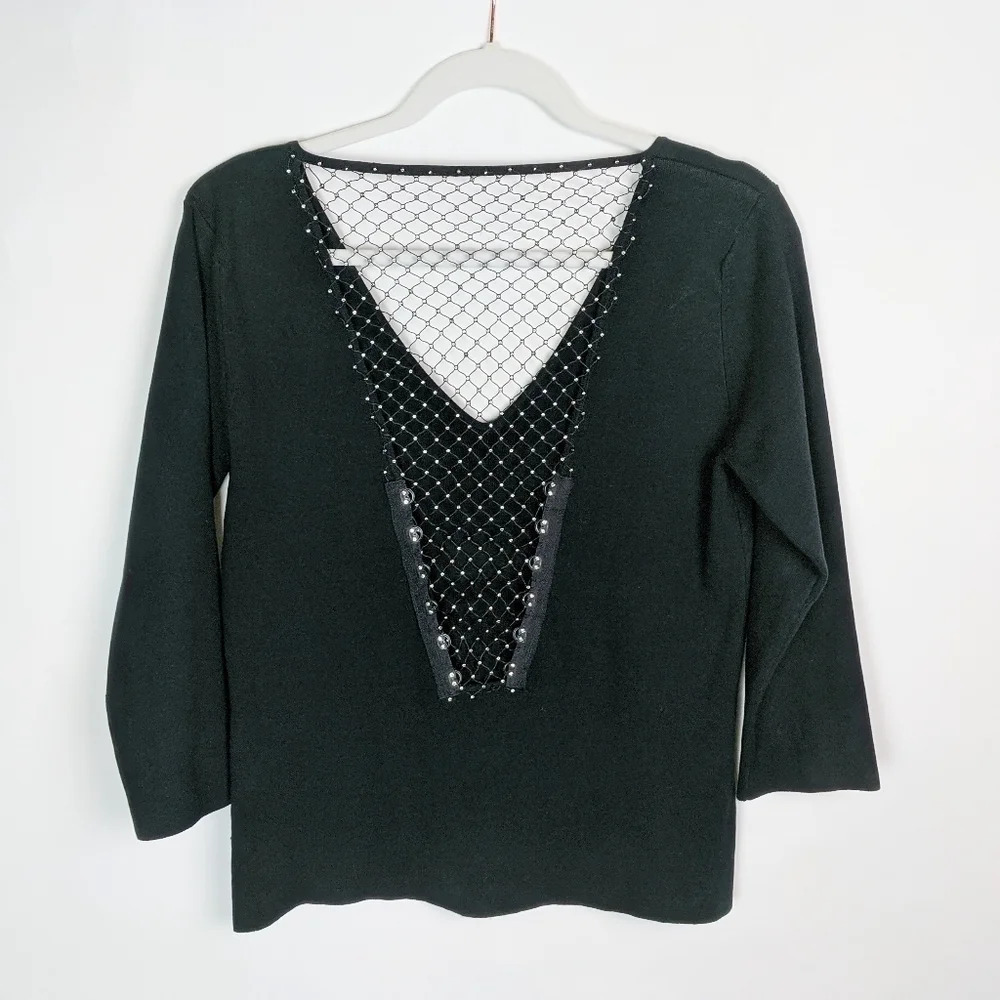 Boston Proper Silk Sequence Open Back Sweater - image 2